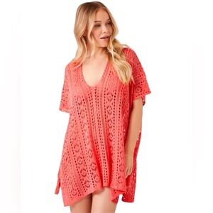FOREVER 21 Coral Swim Coverup Oversized Size Small New NWT